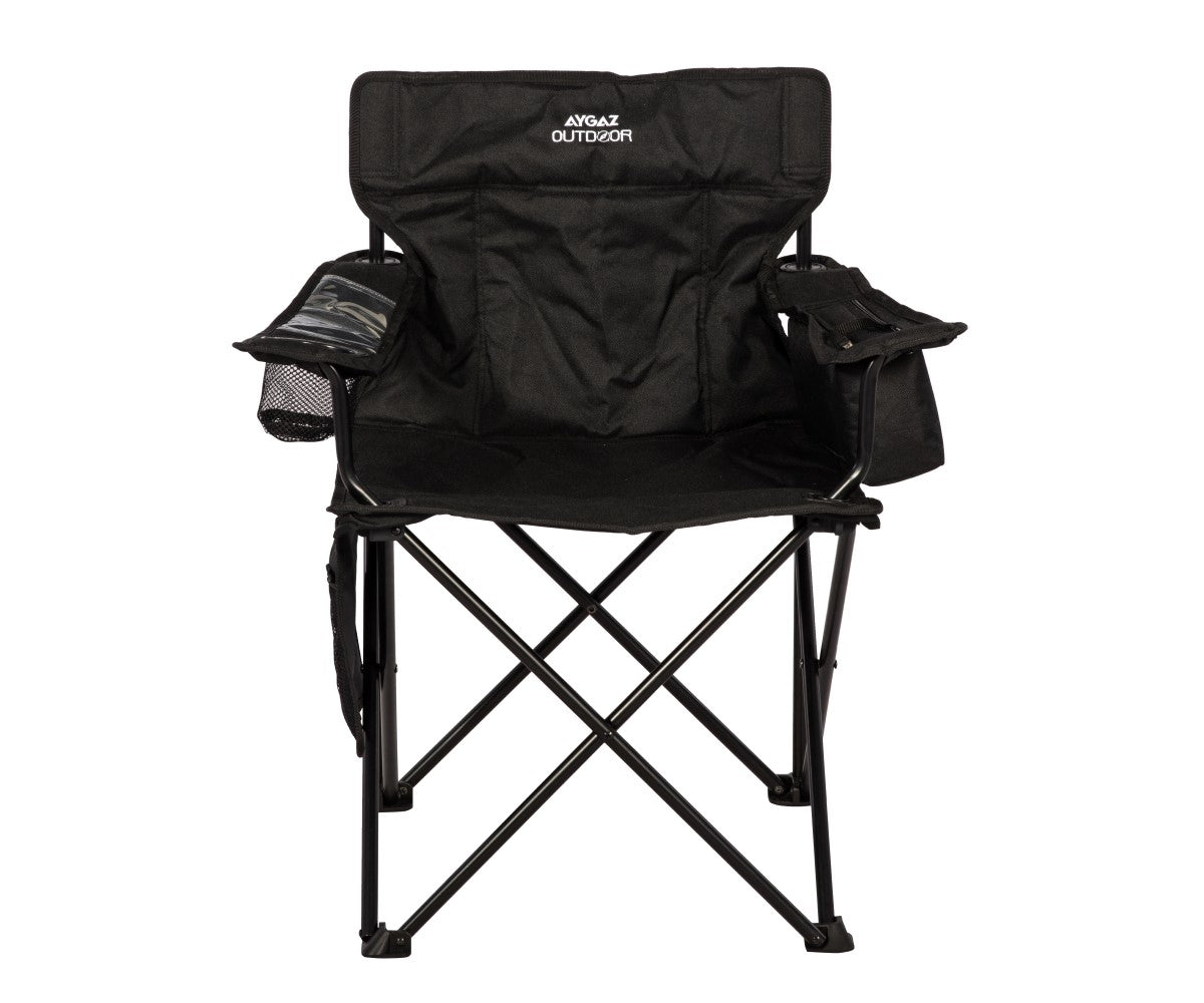 AYGAZ Kamp Sandalyesi Siyah Sünger Dolgulu Isı Yalıtımlı Çantalı - Kampora