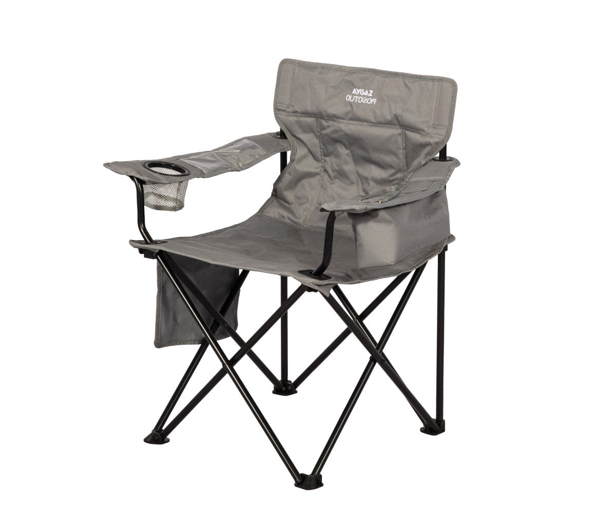 ÇELİK KATLANIR KAMP SANDALYESİ – Gri - Kampora