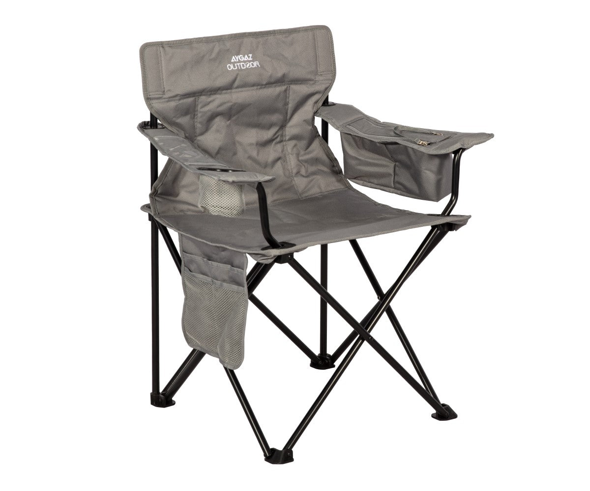 AYGAZ Kamp Sandalyesi Gri Sünger Dolgulu Isı Yalıtımlı Çantalı - Kampora
