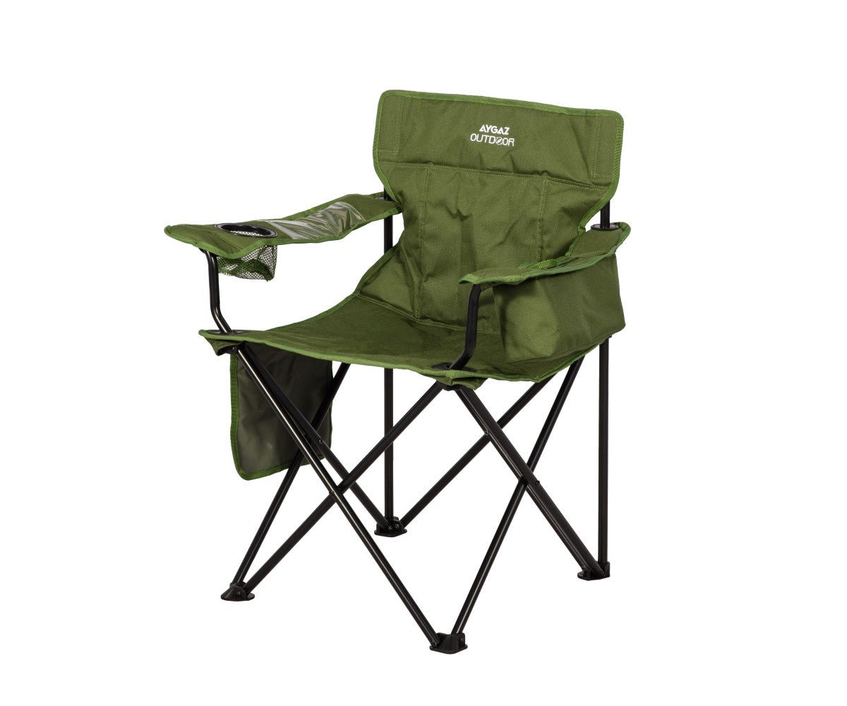 ÇELİK KATLANIR KAMP SANDALYESİ – Yeşil - Kampora
